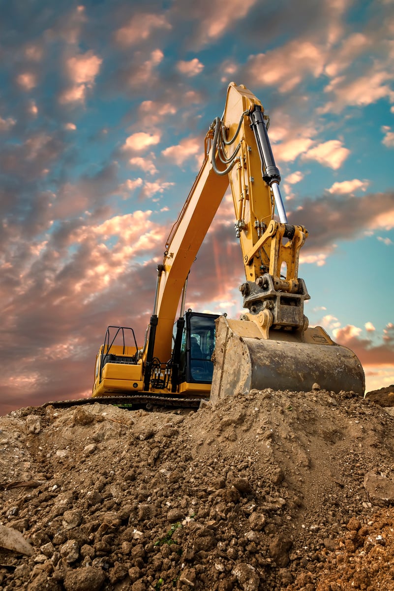 Crawler excavator during earthmoving works on construction s